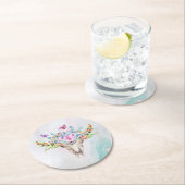 Boho Animal Skull mit Schmetterlingen und Blume Runder Pappuntersetzer (Vor Ort)