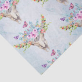 Boho Animal Skull mit Schmetterlingen und Blume Seidenpapier (Detail)