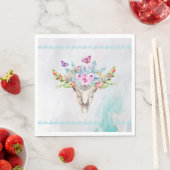 Boho Animal Skull mit Schmetterlingen und Blume Serviette (Beispiel)