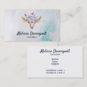 Boho Animal Skull mit Schmetterlingen und Blume Visitenkarte (Vorne/Hinten)