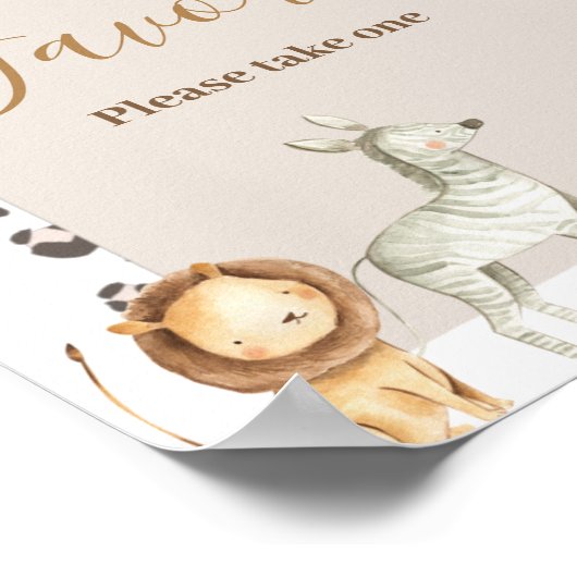 Boho Animals Baby Dusche Wasserfarbe Gefälligkeits Poster (Ecke)