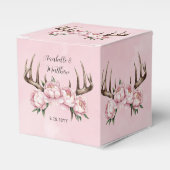 Boho Antler mit Pink Peonies Wedding Geschenkschachtel (Vorderseite)