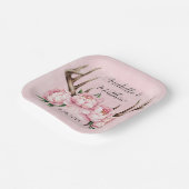 Boho Antler mit Pink Peonies Wedding Pappteller (Gewinkelt)