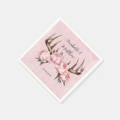 Boho Antler mit Pink Peonies Wedding Serviette (Ecke)