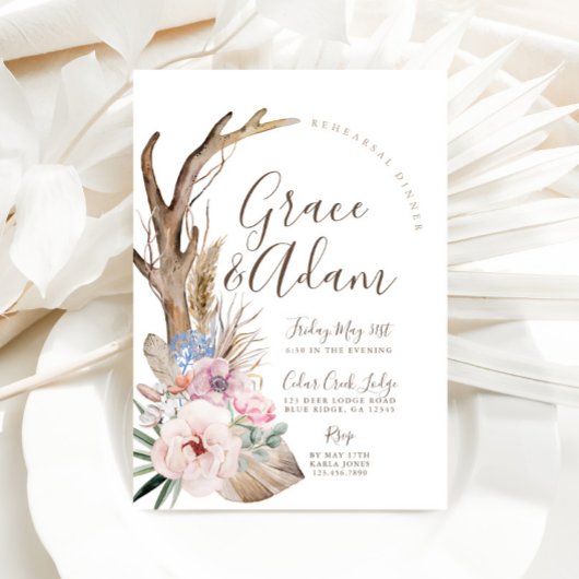 Boho Antler Probe Dinner Einladung