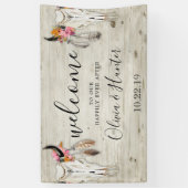 Boho Antler Skull Light Wood Wedding Willkommen Banner (Vertikal)