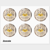 Boho Antler Sunflowers Holz Save the Date Runder Aufkleber (Blatt)