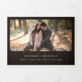 Boho Antler Terracotta Floral QR Code Hochzeit Hol Dreifach Gefaltete Einladung (Cover)