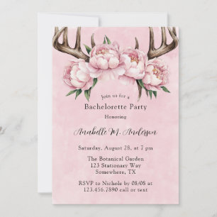 Boho Antler und Pink Peonies Junggeselinnen-Abschi Einladung