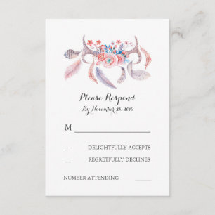 Boho antlers Hochzeit rsvp Karte