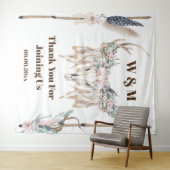 Boho antlers Rose fether wood rustikalen indian Wandteppich (Beispiel (Horizontal))