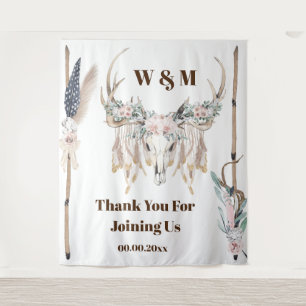 Boho antlers Rose fether wood rustikalen indian Wandteppich