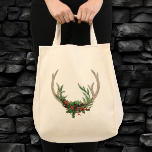Boho Antlers Rustikale Blumenweihe Weihnachten Hir Tragetasche