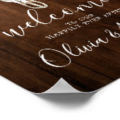 Boho Antlers Skull Dark Wood Welcome Wedding Poster (Ecke)