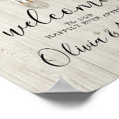 Boho Antlers Skull Wood Welcome Wedding Poster (Ecke)