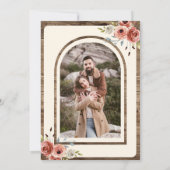 Boho Antlers Terracotta Floral Photo Wedding Save The Date (Rückseite)