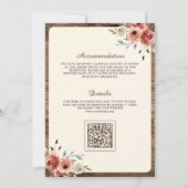Boho Antlers Terracotta Floral QR Code Wedding Einladung (Rückseite)