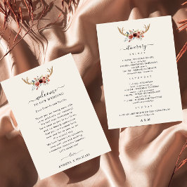 Boho Antlers Wedding Welcome Letter Itinerary Card Einladung