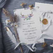 Boho Antlers Wildflowers Rustic QR Code Wedding Einladung