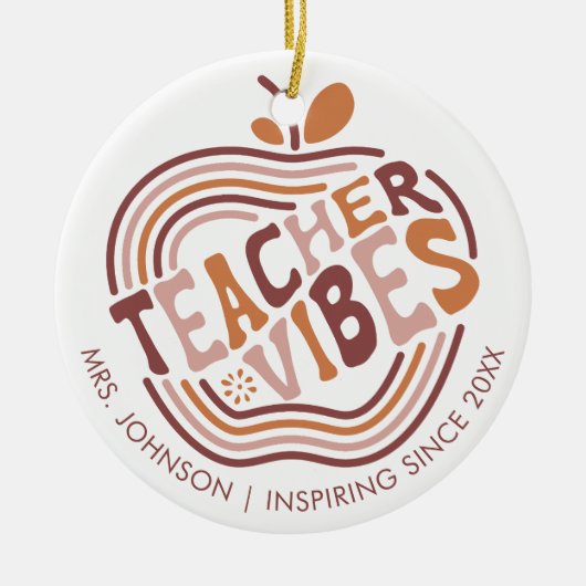 Boho Apple Custom Gift für Lehrerbewertung Keramik Ornament (Vorne)
