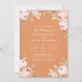 Boho Apricot Peonies Einladung Hochzeit (Vorderseite)