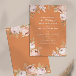 Boho Apricot Peonies Einladung Hochzeit