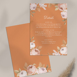 Boho Apricot Peonies Wedding Details Card Einladung