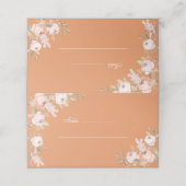 Boho Apricot Peonies Wedding Platzkarte (Außenseite Aufgefaltet)
