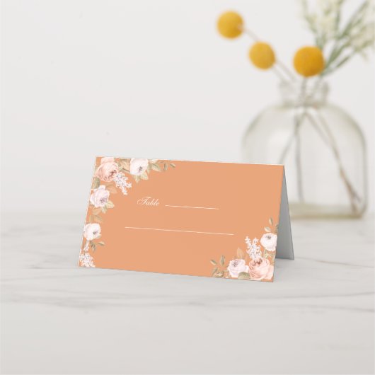 Boho Apricot Peonies Wedding Platzkarte (Rückseite)