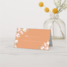 Boho Apricot Peonies Wedding Platzkarte