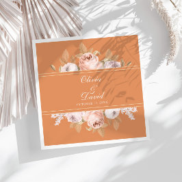 Boho Apricot Peonies Wedding Serviette