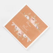Boho Apricot Peonies Wedding Serviette (Ecke)