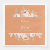 Boho Apricot Peonies Wedding Serviette (Vorderseite)