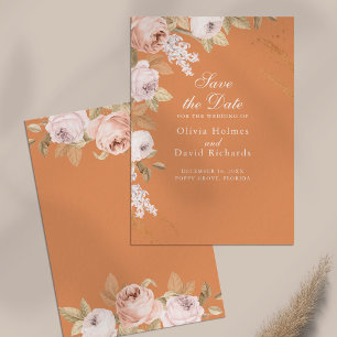 Boho Aprikosen-Pfingstrosen Save-the-Date-Karte Save The Date