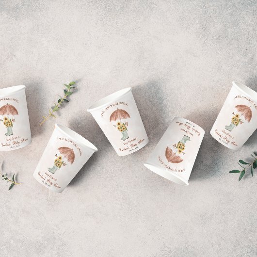 Boho April Duschen bringen May Blume Babydusche Pappbecher