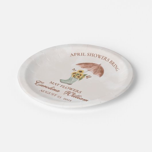 Boho April Duschen bringen May Blume Babydusche Pappteller (Schrägansicht)