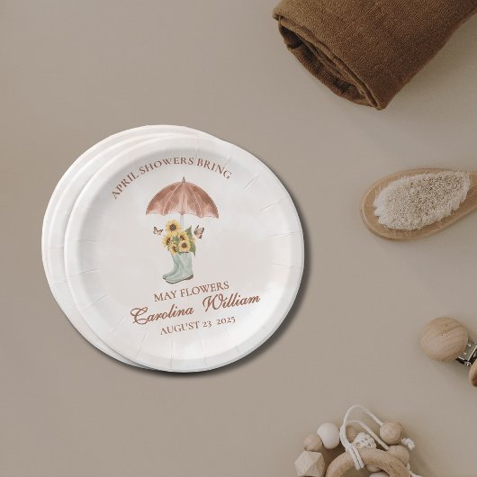 Boho April Duschen bringen May Blume Babydusche Pappteller