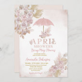Boho April Duschen bringen May Pink Blume Einladung (Vorne/Hinten)