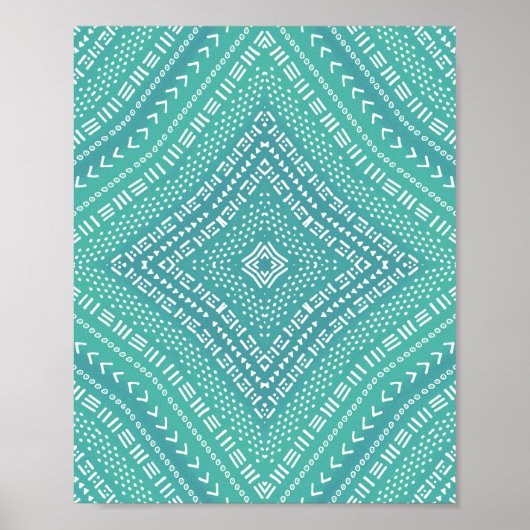 Boho Aqua Green Kaleidoscope Mandala Poster (Vorne)