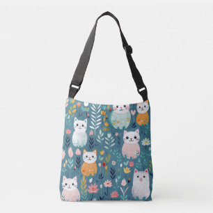 Boho aqua niedliche Katzenkreuzertasche mit schwar Tragetaschen Mit Langen Trägern