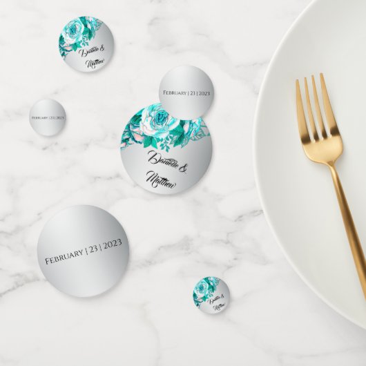 Boho Aqua-Rose auf Silberhochzeit Konfetti (Gruppe)