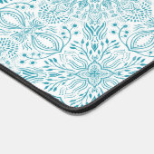 Boho Aqua White Mandala Art Schreibtischunterlage (Ecke)