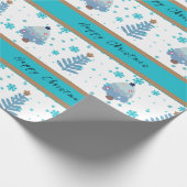 Boho Aquamarin Blue Christmas Tree Geschenkpapier (Ecke)
