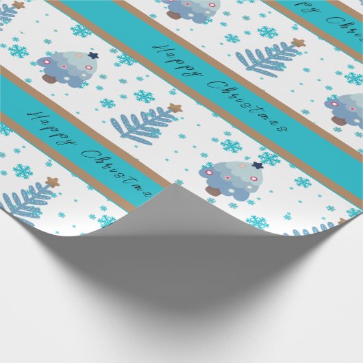 Boho Aquamarin Blue Christmas Tree Geschenkpapier (Ecke)
