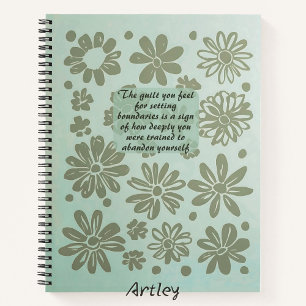 Boho Aquamarin Blue Floral Briefmarke Custom Quote Notizblock