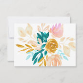 Boho Aquamarin Blue Floral Hand gemalt Romantik Save The Date (Rückseite)