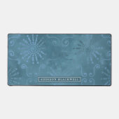 Boho Aquamarin Blue Geometric Desk Mat und Individ Schreibtischunterlage (Vorderseite)