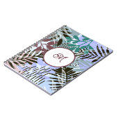 Boho Aquamarin Blue Red Blätter Notebook Notizblock (Linke Seite)