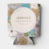 Boho Aquamarin Brown Floral Niedlich Baby Dusche C Dosenkühler (Vorderseite)