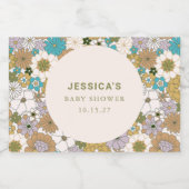 Boho Aquamarin Brown Floral Niedlich Baby Dusche C Schaumweinetikett (Einzelnes Label)